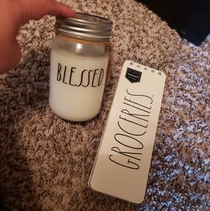 Rae Dunn BLESSED candle & GROCERIES note pad